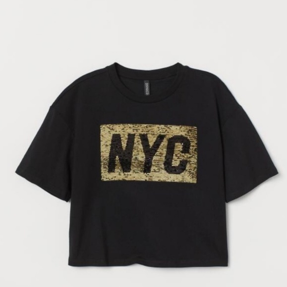 H & M  Divided black reversible sequin top NYC med & lrg. - Picture 3 of 8
